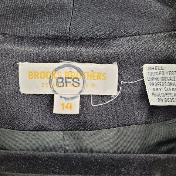 Vintage 80's Brooks Brothers Dress Double Breasted Tuxedo Coat Blazer Black 14 - Picture 10 of 11